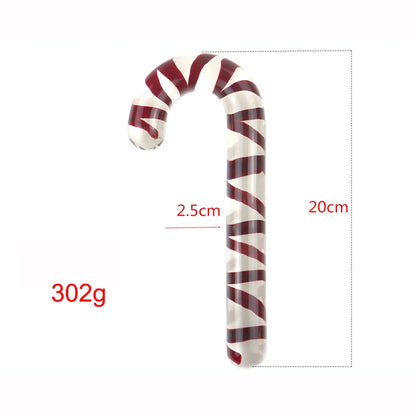 Large Glass Crystal Dildo Red Candy Cane Pleasure Wand Anal Massager Stimulation Female Men Masturbation Anal Butt Plug Sex Toys